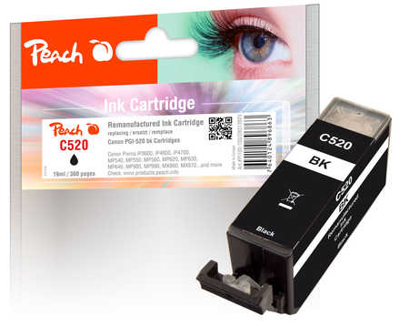 Peach Cartouche d'encre  noir, compatible avec
ID-Fabricant: PGI-520PGBK, 2932B001