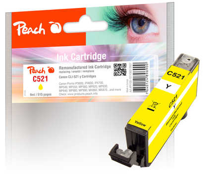 Peach Cartouche d'encre  jaune, compatible avec
ID-Fabricant: CLI-521Y, 2936B001