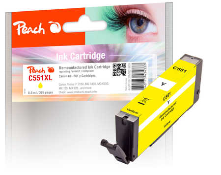 Peach  cartouche d'encre jaune avec puce compatible avec
ID-Fabricant: CLI-551Y, 6511B001