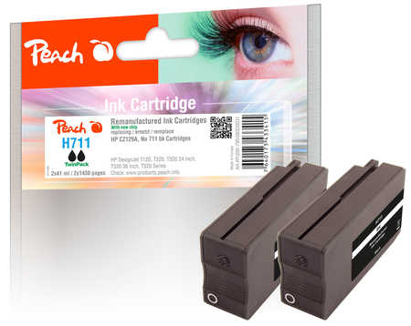 Peach  Twin Pack cartouche d'encre noire compatible avec
ID-Fabricant: No. 711 BK*2, CZ129AE*2