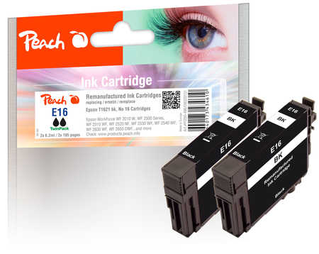 Peach Twin Pack cartouche d'encre noire, compatible avec
ID-Fabricant: No. 16 bk*2, T1621 Epson WorkForce WF-2530 WF