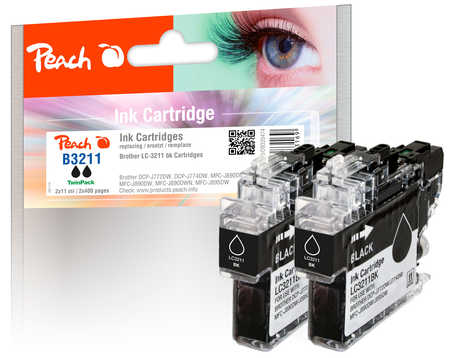 Peach Twin Pack cartouche d'encre noire, compatible avec
ID-Fabricant: LC-3211BK Brother MFCJ 491 DW