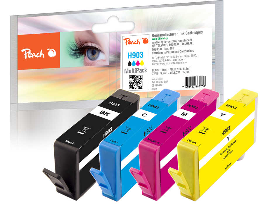 Peach Multipack  avec puce, compatible avec
ID-Fabricant: No. 903, T6L99AE, T6L87AE, T6L91AE, T6L95AE