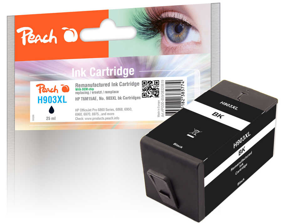 Peach  cartouche d'encre Cartridge noire compatible avec
ID-Fabricant: No. 903XL bk, T6M15AE