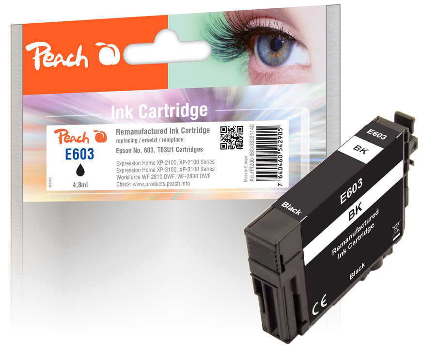 Peach Cartouche d'encre  noir, compatible avec
ID-Fabricant: No. 603BK, C13T03U14010