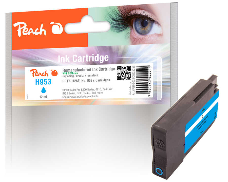 Peach  cartouche d'encre cyan compatible avec
ID-Fabricant: No. 953 c, F6U12AE