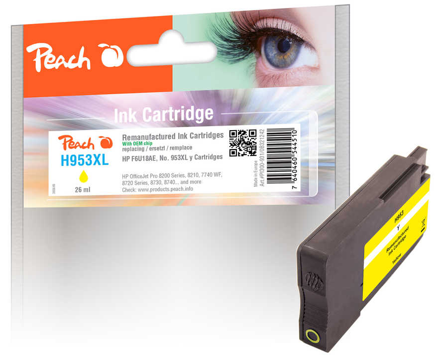 Peach  cartouche d'encre jaune compatible avec
ID-Fabricant: No. 953XL y, F6U18AE