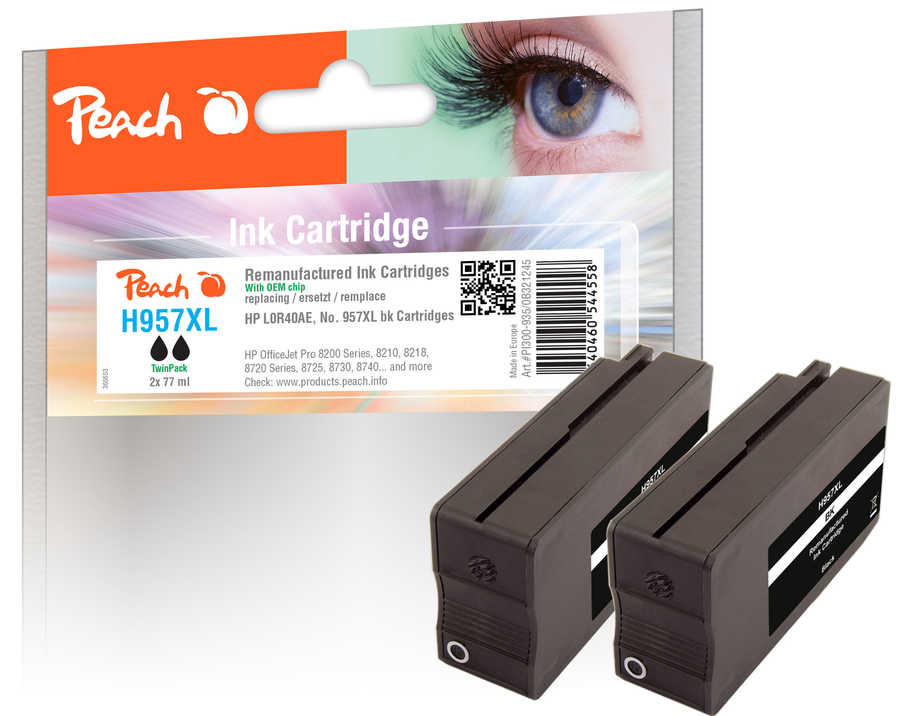 Peach  Twin Pack cartouche d'encre noire compatible avec
ID-Fabricant: No. 957XL bk*2, L0R40AE*2