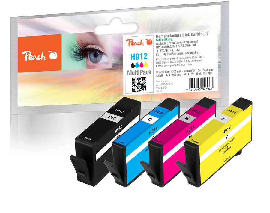 Peach Multipack  avec puce, compatible avec
ID-Fabricant: No. 912, 6ZC74AE