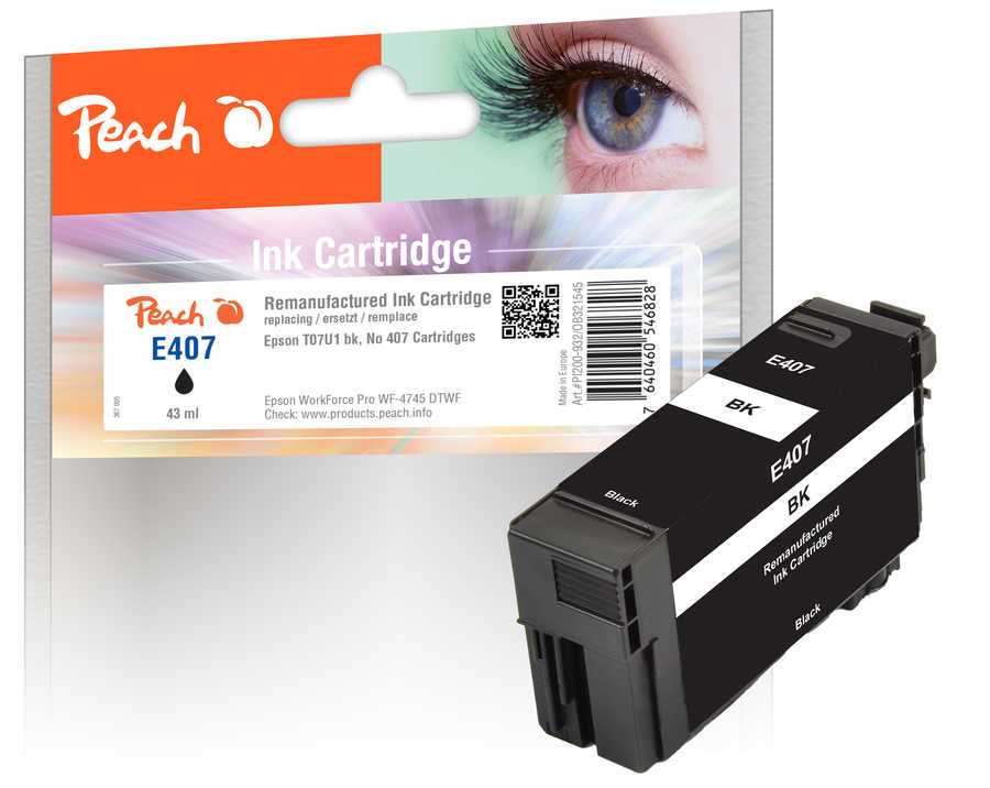 Peach Cartouche d'encre  noir, compatible avec
ID-Fabricant: No. 407BK, C13T07U140