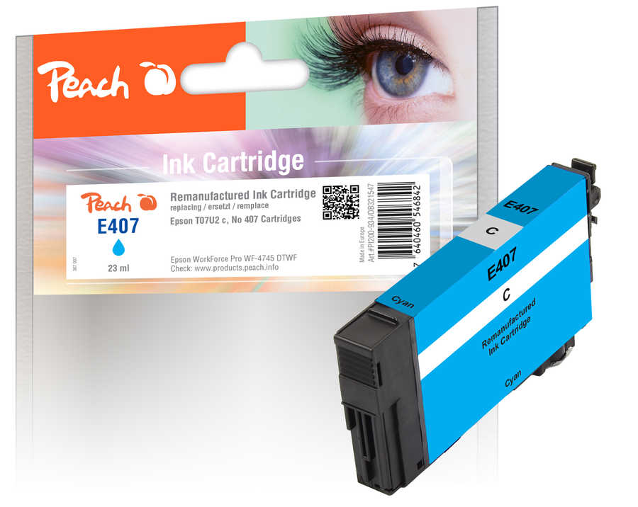 Peach Cartouche d'encre  cyan, compatible avec
ID-Fabricant: No. 407C, C13T07U240