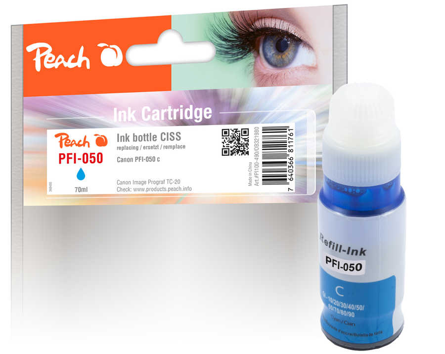 Peach  Ink Bottle pigm. cyan compatible with