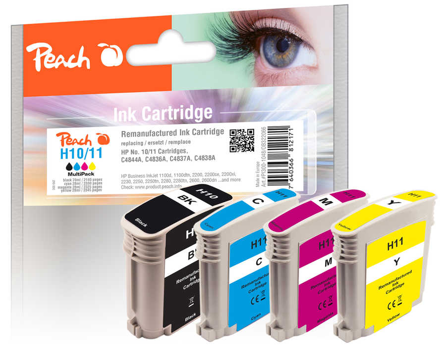 Peach Multipack  avec puce, compatible avec
ID-Fabricant: No. 10/11, C4844A, C4836A, C4837A, C4838A