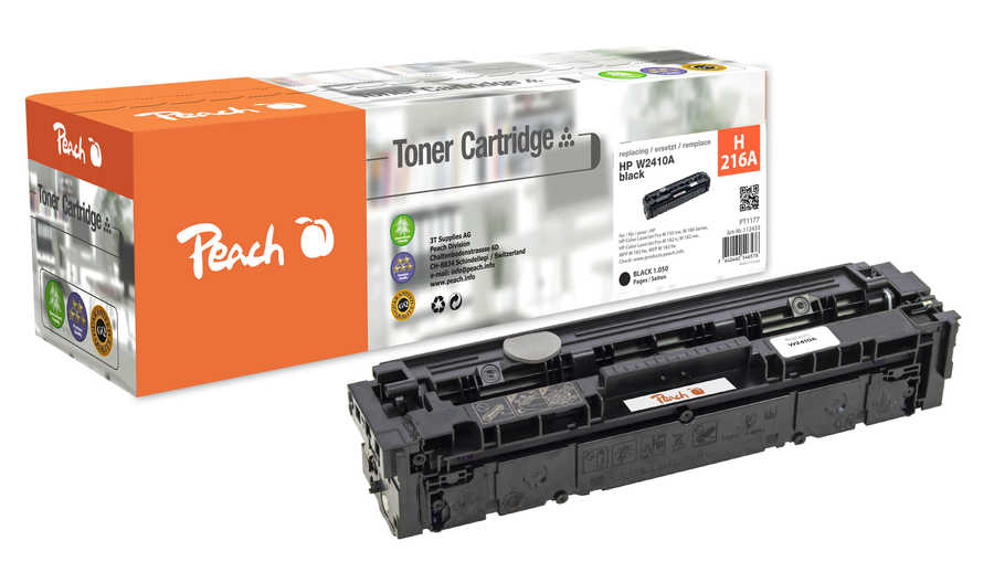 Peach  Cartouche de toner noire, comapatible avec
ID-Fabricant: No. 216A, W2410A