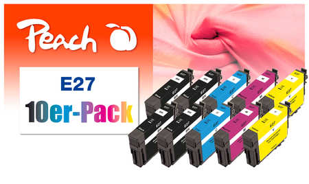 Peach  Pack de 10 cartouches d'encre compatible avec
ID-Fabricant: T2706, No. 27, C13T27064010*2