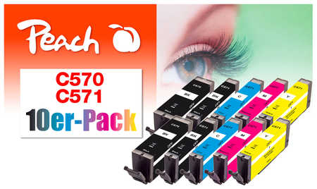 Peach  Pack de 10 cartouches d'encre, compatible avec
ID-Fabricant: PGI-570, CLI-571