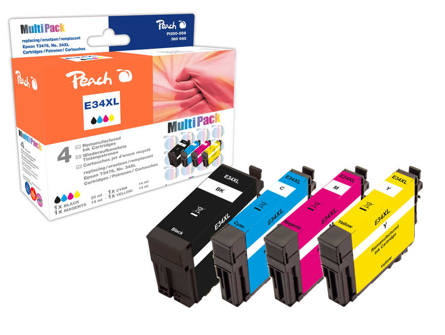 Peach  Multipack, XL compatible avec
ID-Fabricant: T3476, No. 34XL, C13T34764010