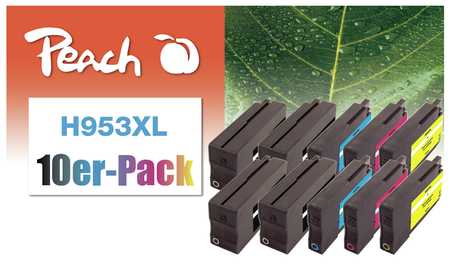 Peach  Pack de 10 cartouches d'encre compatible avec
ID-Fabricant: No. 953XL, L0S70AE*4, F6U16AE*2, F6U17AE*2, F6U18AE*2