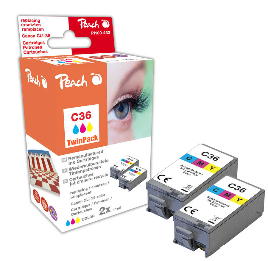 Peach  Twin Pack Ink Cartridge color, compatible with
ID-Fabricant: CLI-36C*2, 1511B001*2