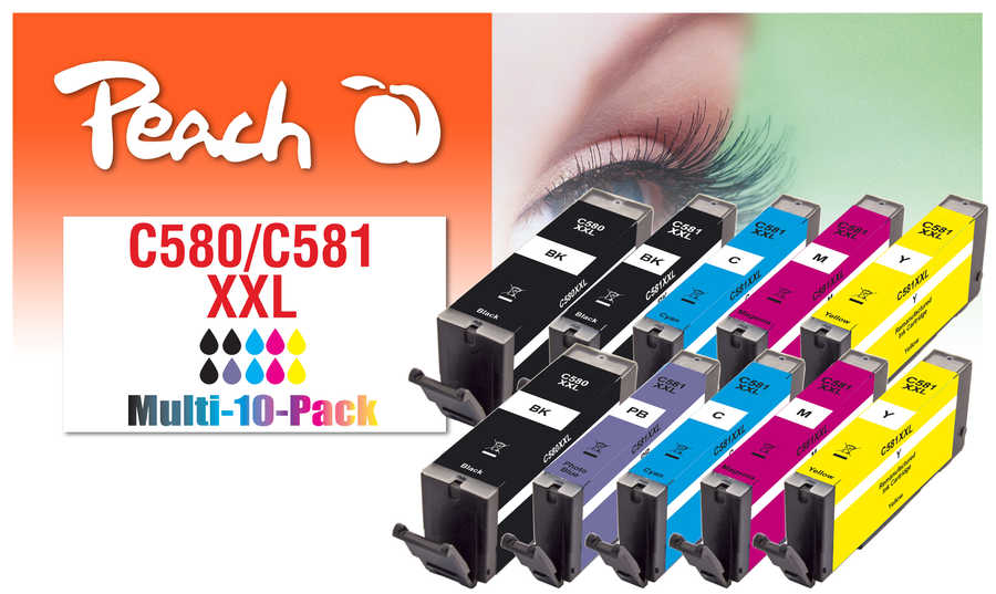 Peach  Pack de 10 cartouches d'encre, compatible avec