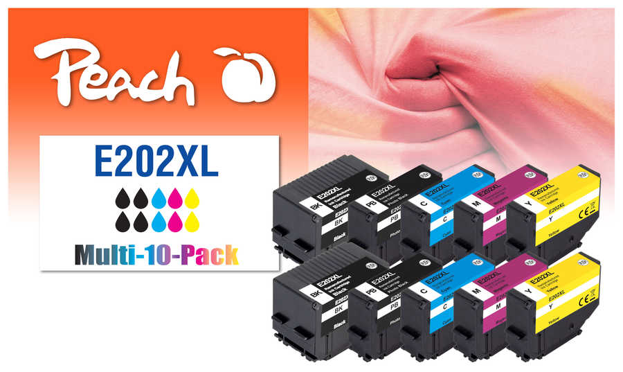 Peach  Pack de 10, compatible avec
ID-Fabricant: No. 202XL, T02G1*2, T02H1, T02H2, T02H3, T02H4