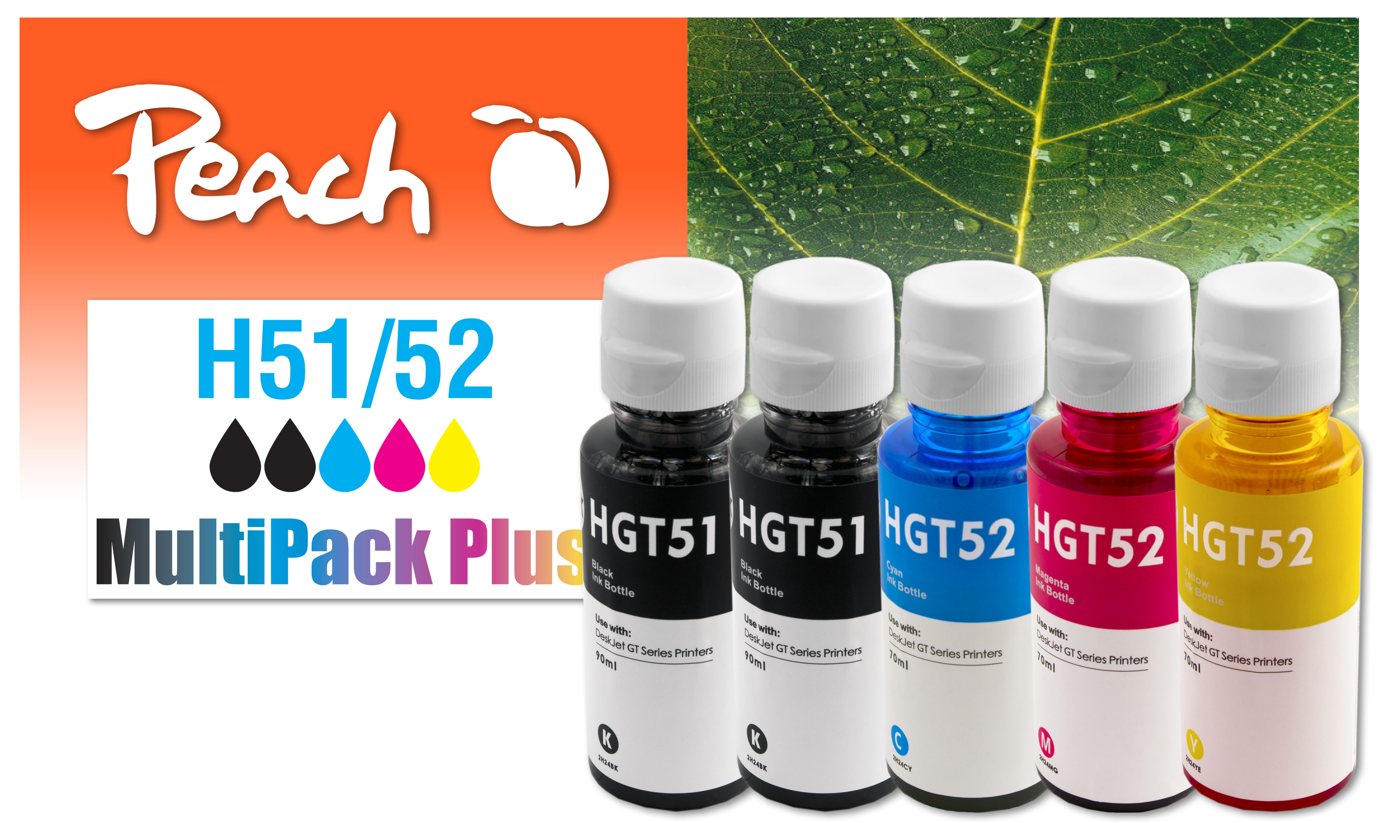 Peach  Multipack Plus, compatible avec
ID-Fabricant: GT51, GT52, M0H57AE*2, M0H54AE, M0H55AE, M0H56A
