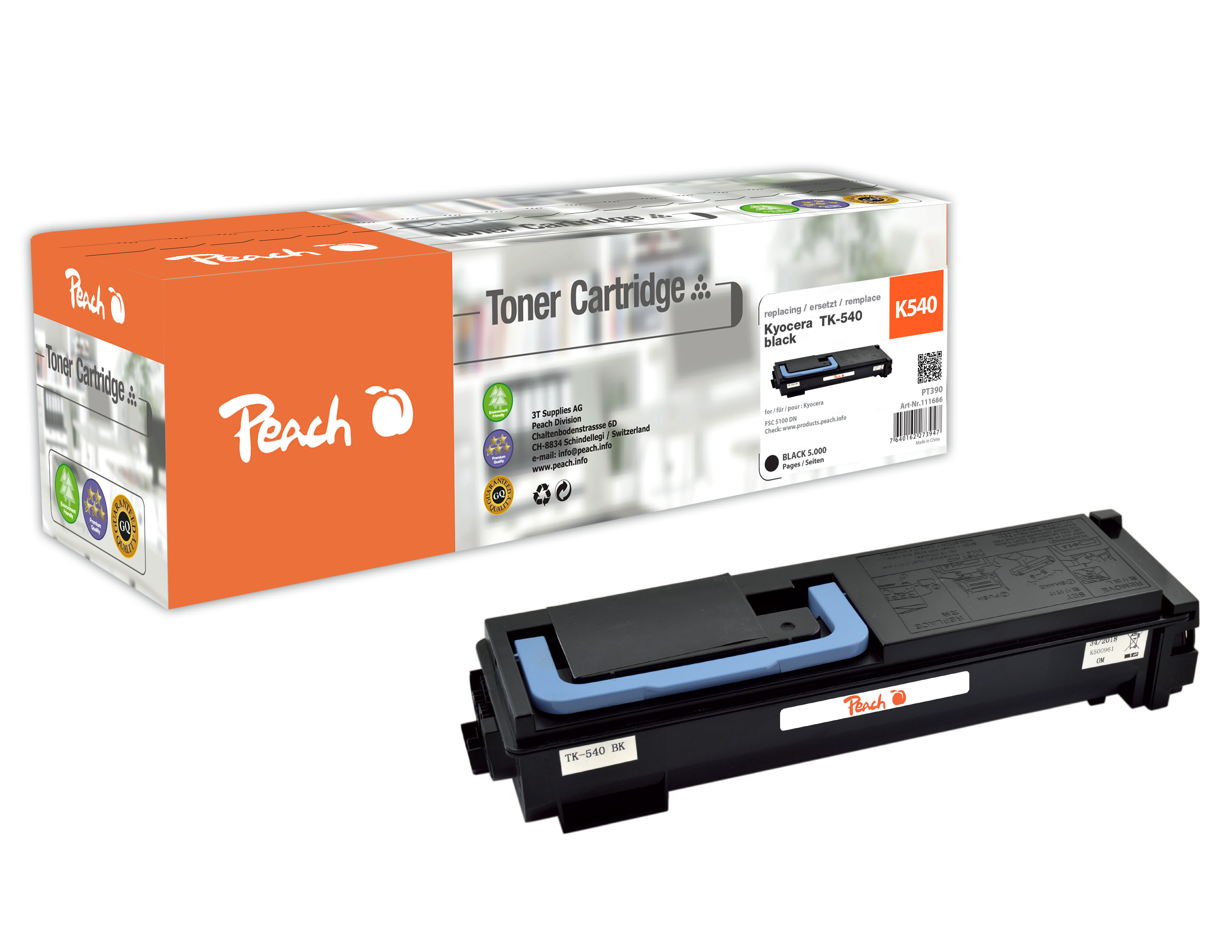 Peach  Toner Module noire, compatible avec
ID-Fabricant: TK-540K