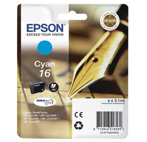 Original Cartouche d'encre cyan originale
ID-Fabricant: No. 16 c, C13T16224010