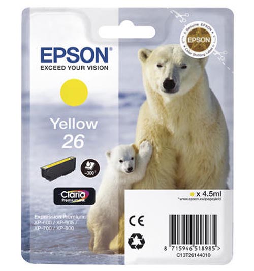Original Cartouche d'encre jaune originale
ID-Fabricant: No. 26 y, C13T26144010