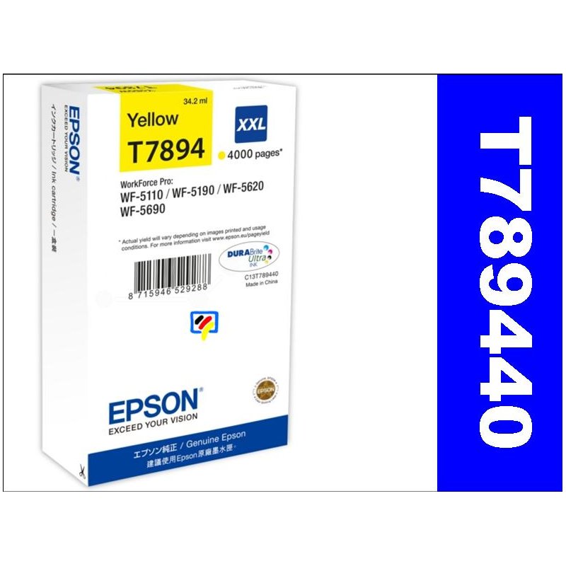 Original Cartouche d'encre originale XXL, jaune
ID-Fabricant: No. 79XXL y, C13T78944010
