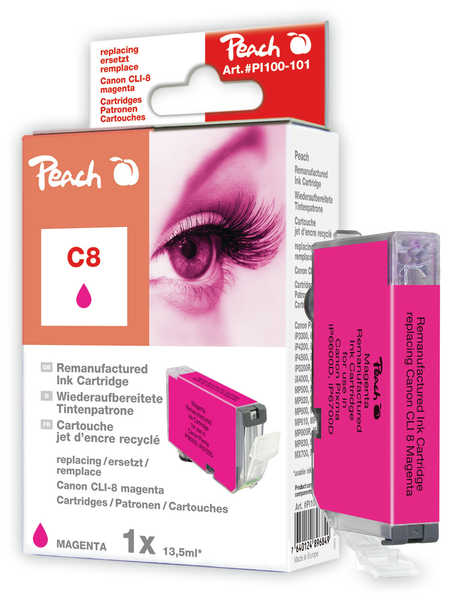 Peach Cartouche d'encre  magenta, compatible avec
ID-Fabricant: CLI-8M, 0622B001, 0622B025