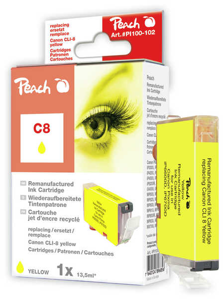 Peach Cartouche d'encre  jaune, compatible avec
ID-Fabricant: CLI-8Y, 0623B001, 0623B026