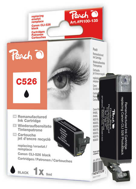 Peach  Ink Cartridge photoblack black, compatible with
ID-Fabricant: CLI-526BK, 4540B001
