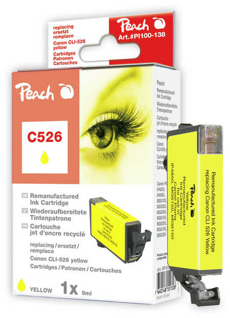 Peach Cartouche d'encre  jaune, compatible avec
ID-Fabricant: CLI-526Y, 4543B001, 4543B006
