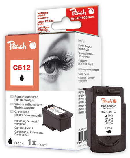 Peach Tête d'impression  noire, compatible avec
ID-Fabricant: PG-512BK, 2969B001