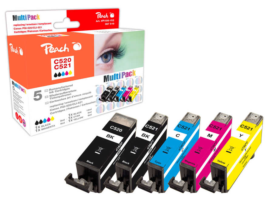 Peach  Multi Pack, compatible avec
ID-Fabricant: PGI-520, CLI-521, 2934B007