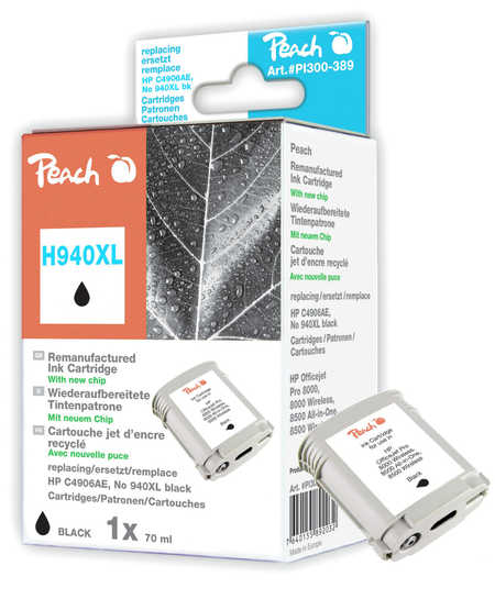 Peach  cartouche d'encre noire HC compatible avec
ID-Fabricant: No. 940XL bk, C4906AE