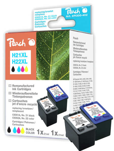 Peach  Multi Pack, compatible avec
ID-Fabricant: No. 21XL, No. 22XL, SD367AE, C9351AE, C9352AE