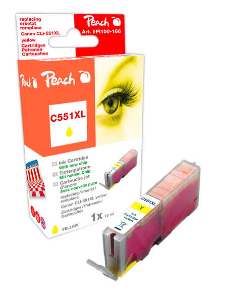 Peach  XL cartouche d'encre jaune avec puce compatible avec
ID-Fabricant: CLI-551XLY, 6446B001