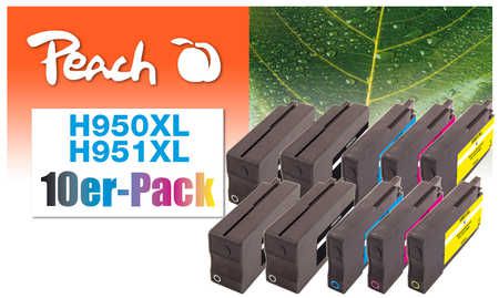 Peach  Pack de 10 cartouches d'encre compatible avec
ID-Fabricant: No. 950XL, No. 951XL, CN045A, CN046A, CN047A, CN048A