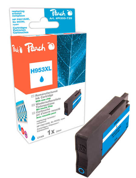 Peach cartouche d'encre cyan HC compatible avec
ID-Fabricant: No. 953XL, F6U16AE HP OfficeJet Pro 7720