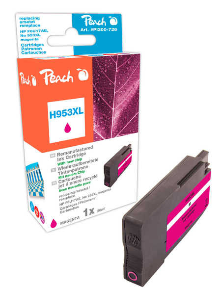 Peach cartouche d'encre magenta HC compatible avec
ID-Fabricant: No. 953XL, F6U17AE HP OfficeJet Pro 7720
