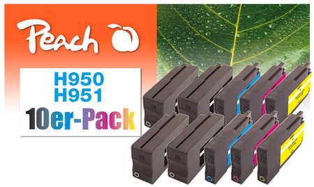 Peach  Pack de 10 cartouches d'encre compatible avec
ID-Fabricant: No. 950, No. 951, CN049A, CN050A, CN051A, CN052A